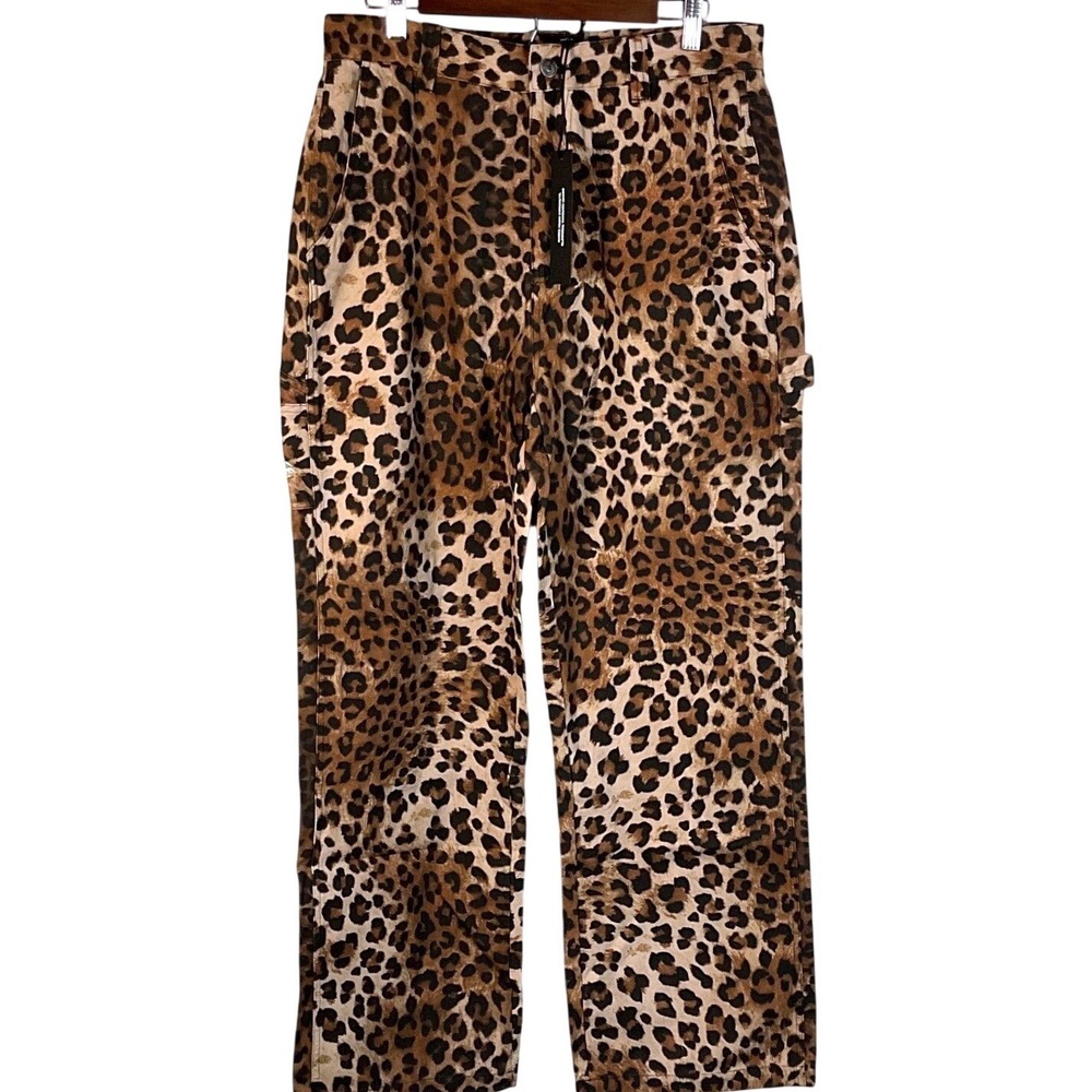 Civil Regime‎ Mens Leopard Print Carpenter Pants Brown Size 32